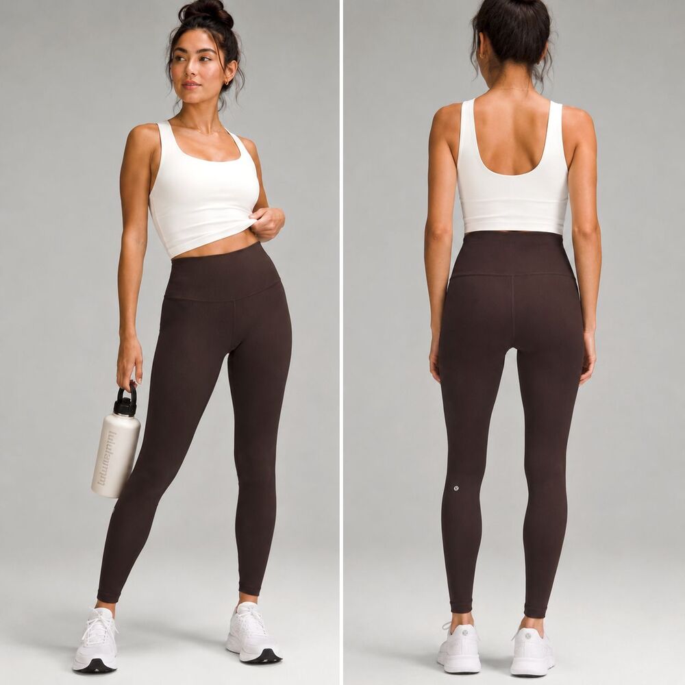 Lululemon Wunder Train HR Tight 28" Ribbed Size 2 Espresso Brown Everlux Legging